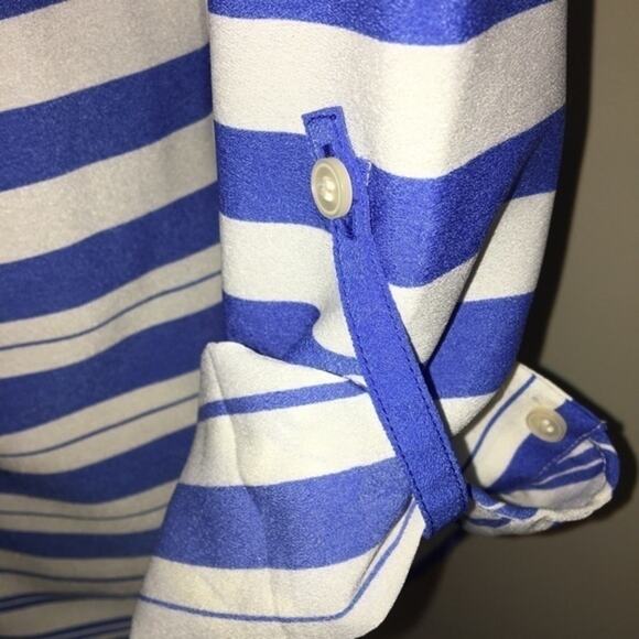 Talbots Stripe Blue White Top Medium - Picture 2 of 4